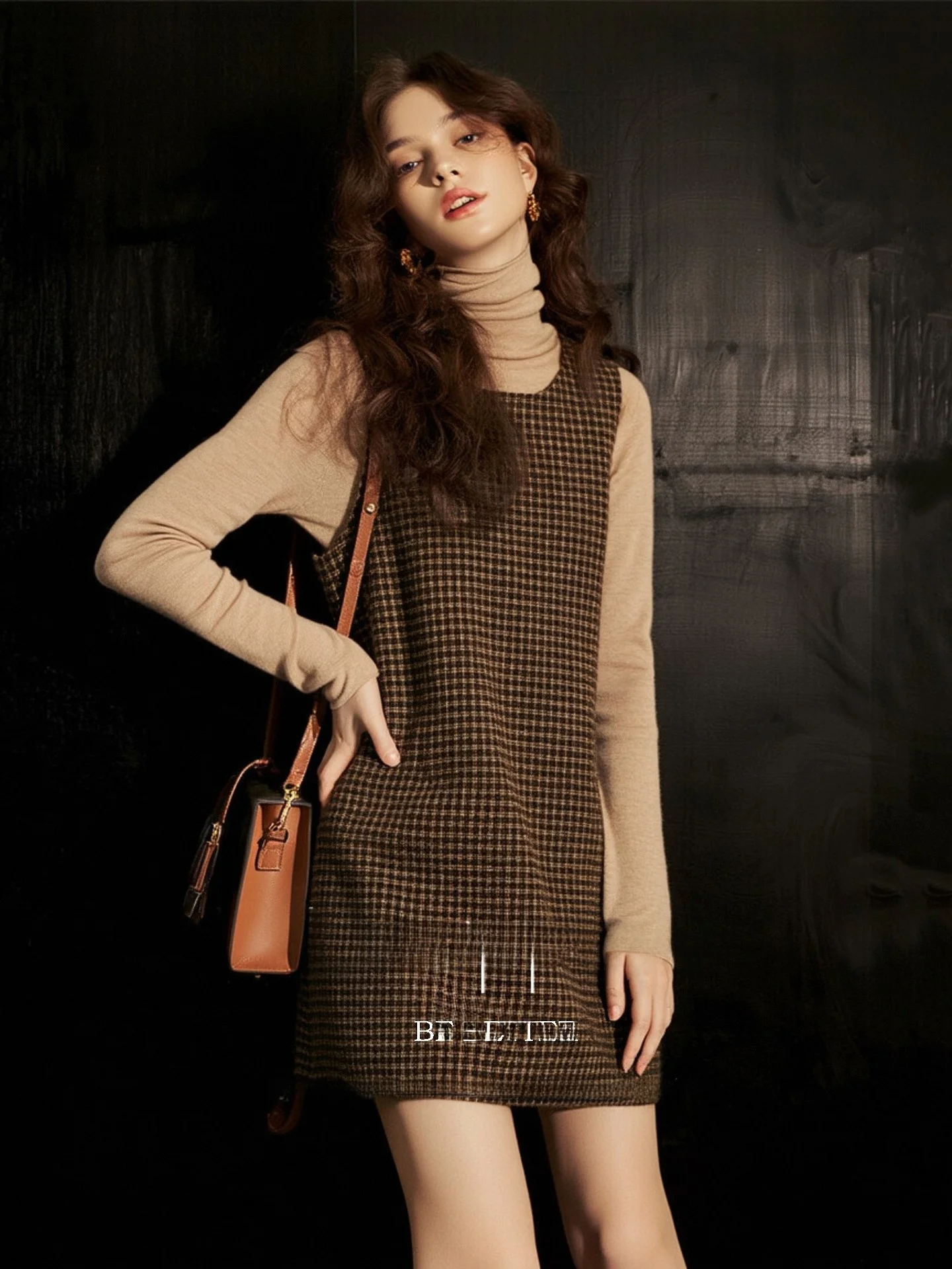 

Ele Lazy round Ne Svel Plaid Dr Women's Autumn Winter New Sle Vest Dr HUAAPPUW Ci Commuting Traveling D...