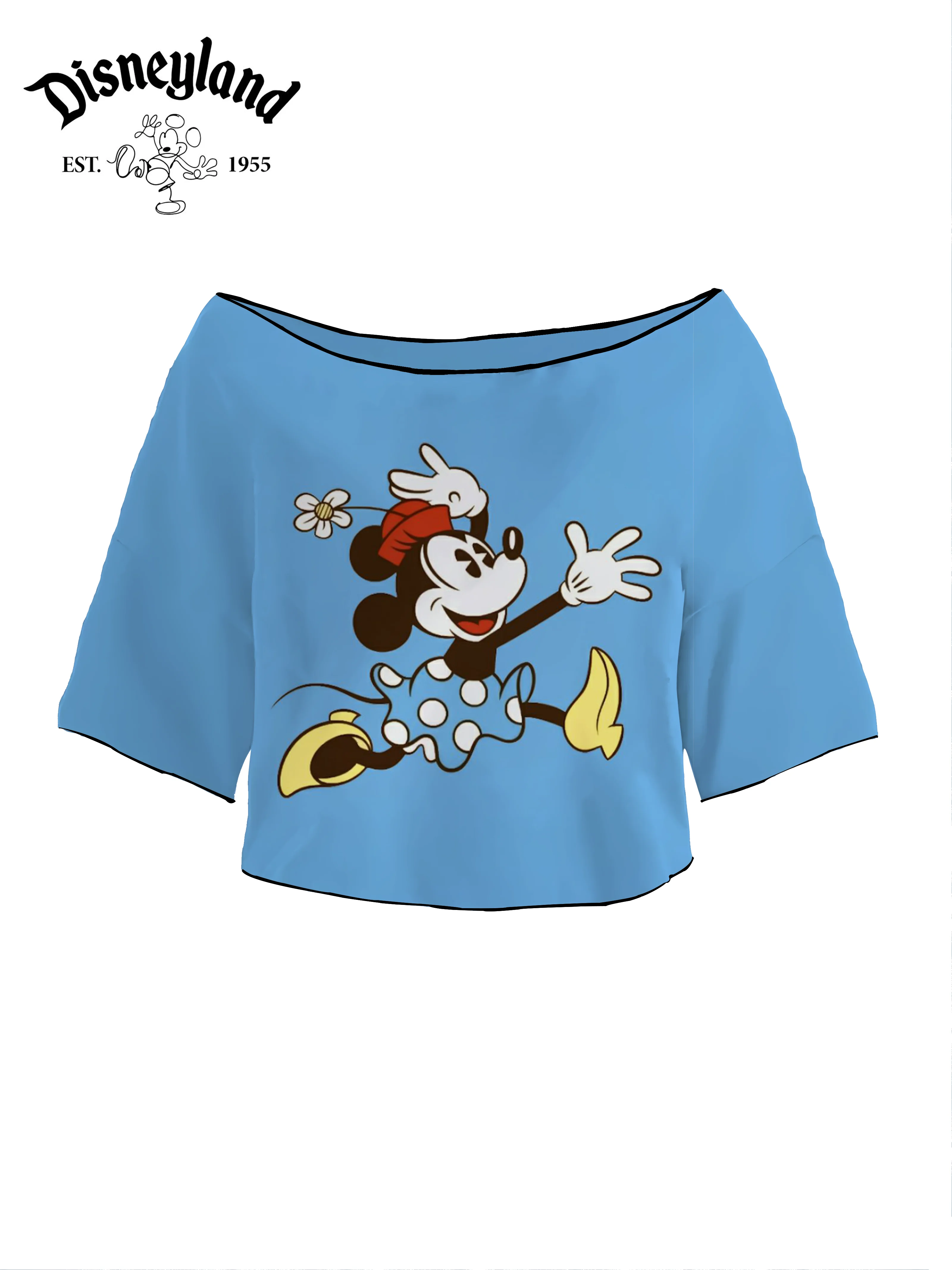 Disney T-shirts Crop Top T-shirt Minnie Mouse Woman Clothing Lettuce Trim Y2k Short Sleeve Tops Sexys Kpop Mickey Summer Clothes