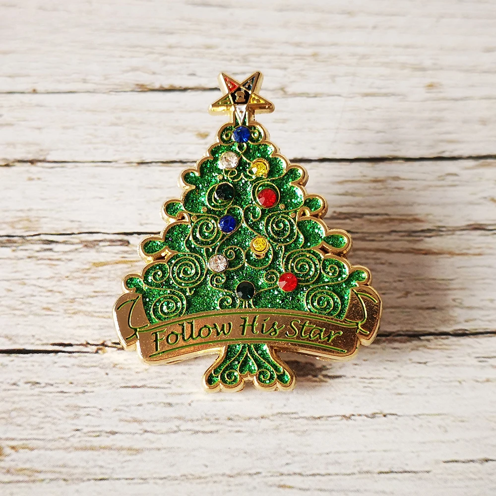 Masonic Lapel Pins Freemasonary Badge Mason Freemason Order of the Eestern Star Christmas tree Santa Claus  Brooch for Festival image 3