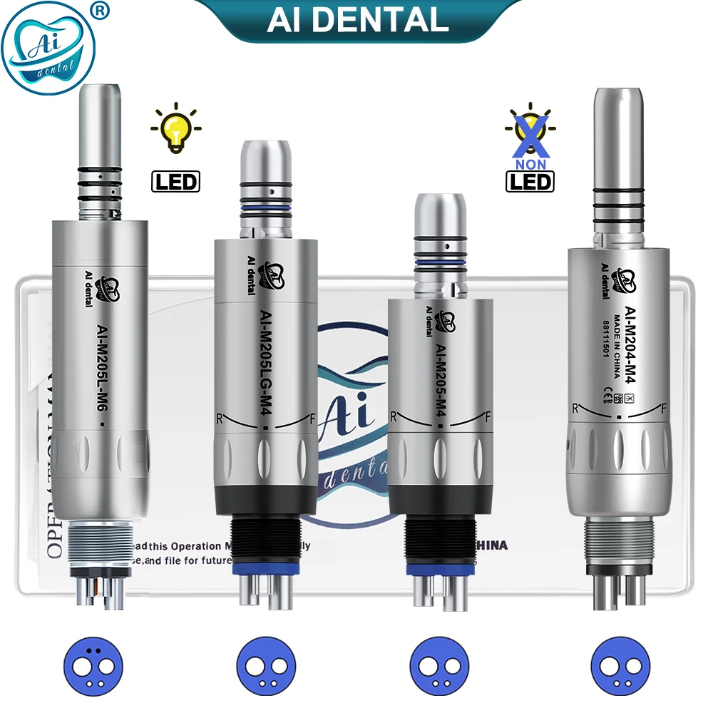 Dental Air Motor Inner Water Low Speed Handpiece Parts AI-M205LG with LED Series AI-M204/M205 Non-LED Turbine with 2/4/6 holes