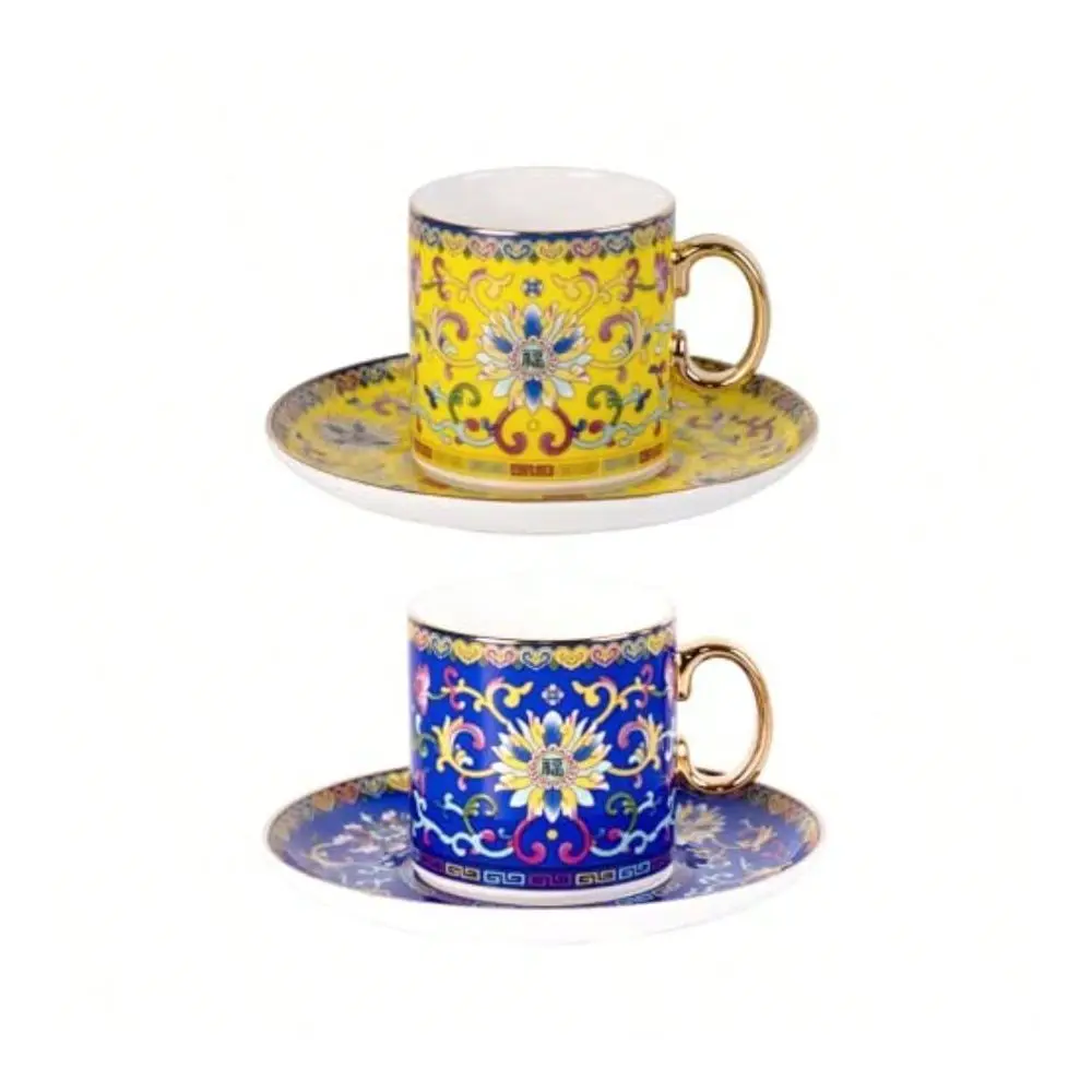 

Cups And Saucers Set Of 2 Porcelain Coffee Cups 7oz Stackable Espro Mugs Ceramic Demitasse For Coffee Latte Americano Tea 639N6
