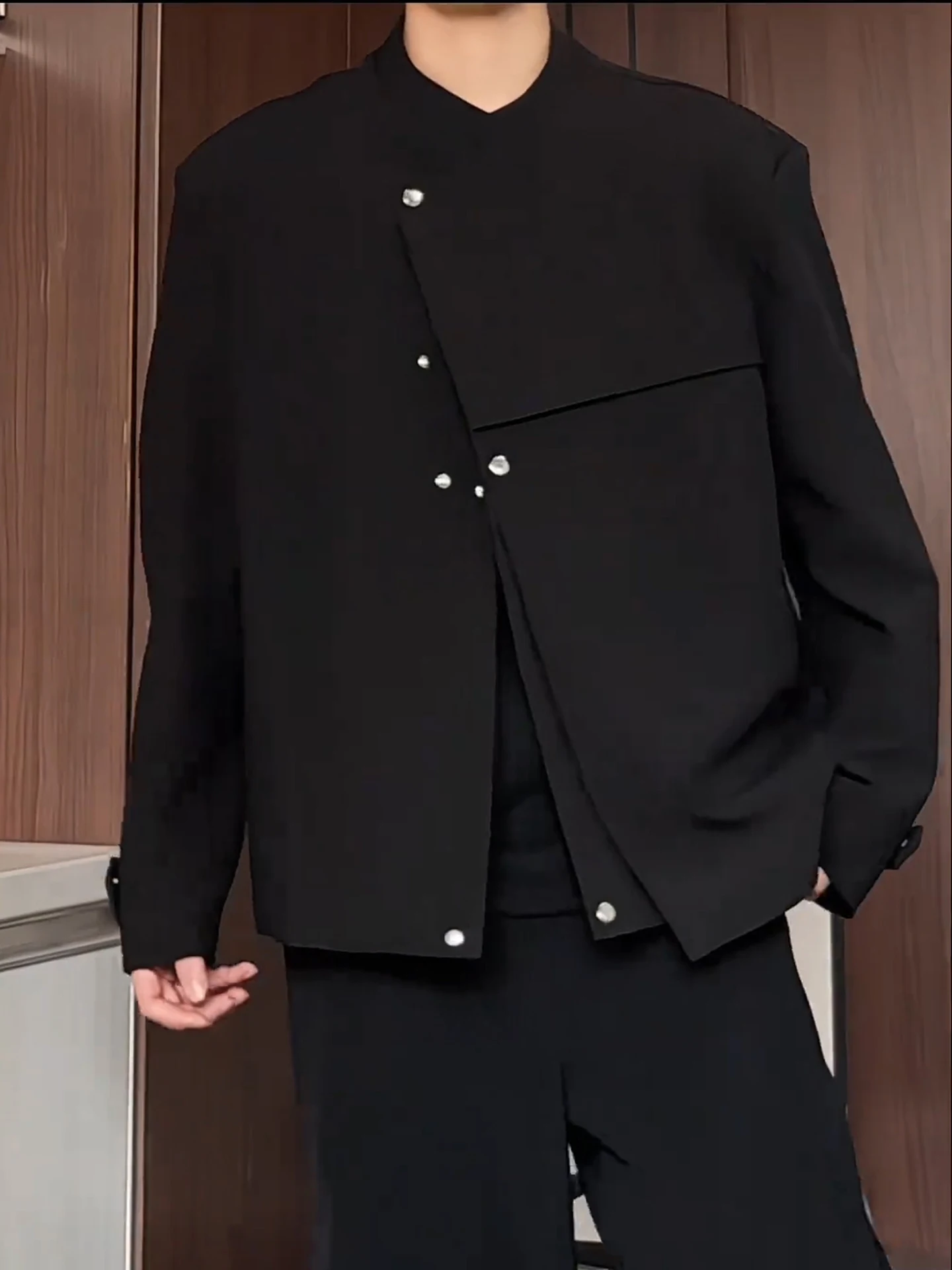 

Мужской костюм Cleanfit Bla: повседневный пиджак с воротником-стойкой в китайском стиле, премиум-класса, с длинными рукавами, теплый, из полиэфирного волокна, для весеннего сезона