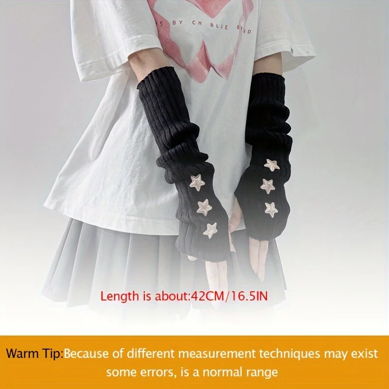Winter Gloves ,1 Pair of Ladies' Fingerless Gloves with Star Decoration White/black/pink Machine Washable Accessory Gloves view 4