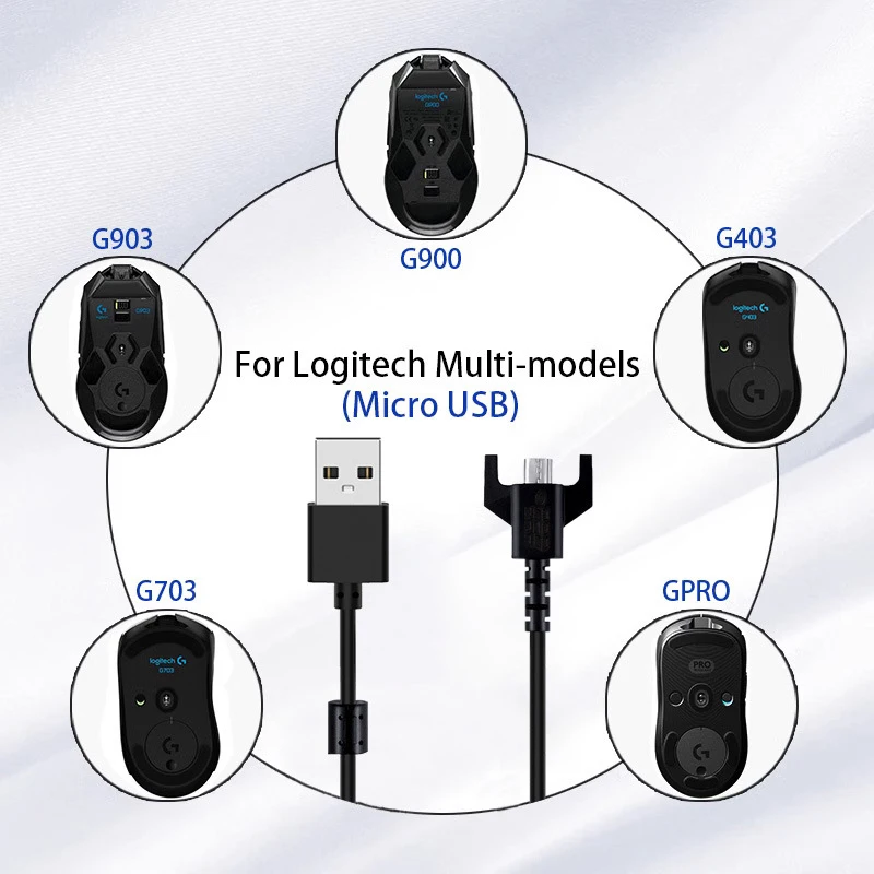 Прочный USB-кабель для зарядки мыши, плетеный провод для беспроводной игровой мыши GPX G900 G903 G403 GPRO 180 см Прочный USB-кабель для зарядки мыши, плетеный провод для беспроводной игровой мыши GPX G900 G903 G403 GPRO 180 см