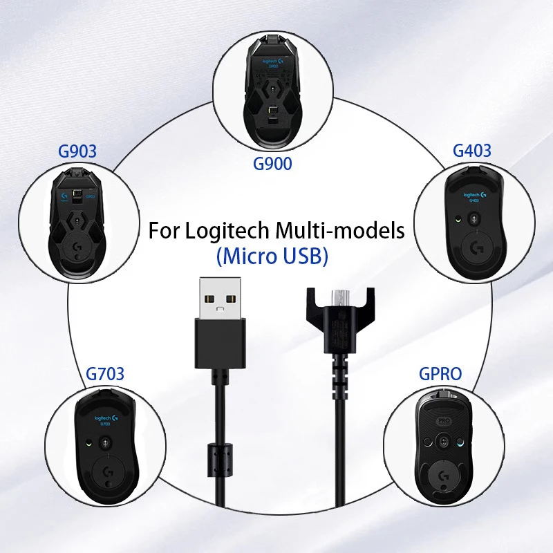 Durable USB Charging Mouse Cable Weaving Wire For GPX G900 G903 G403 GPRO Wireless Gaming Mouse 180cm