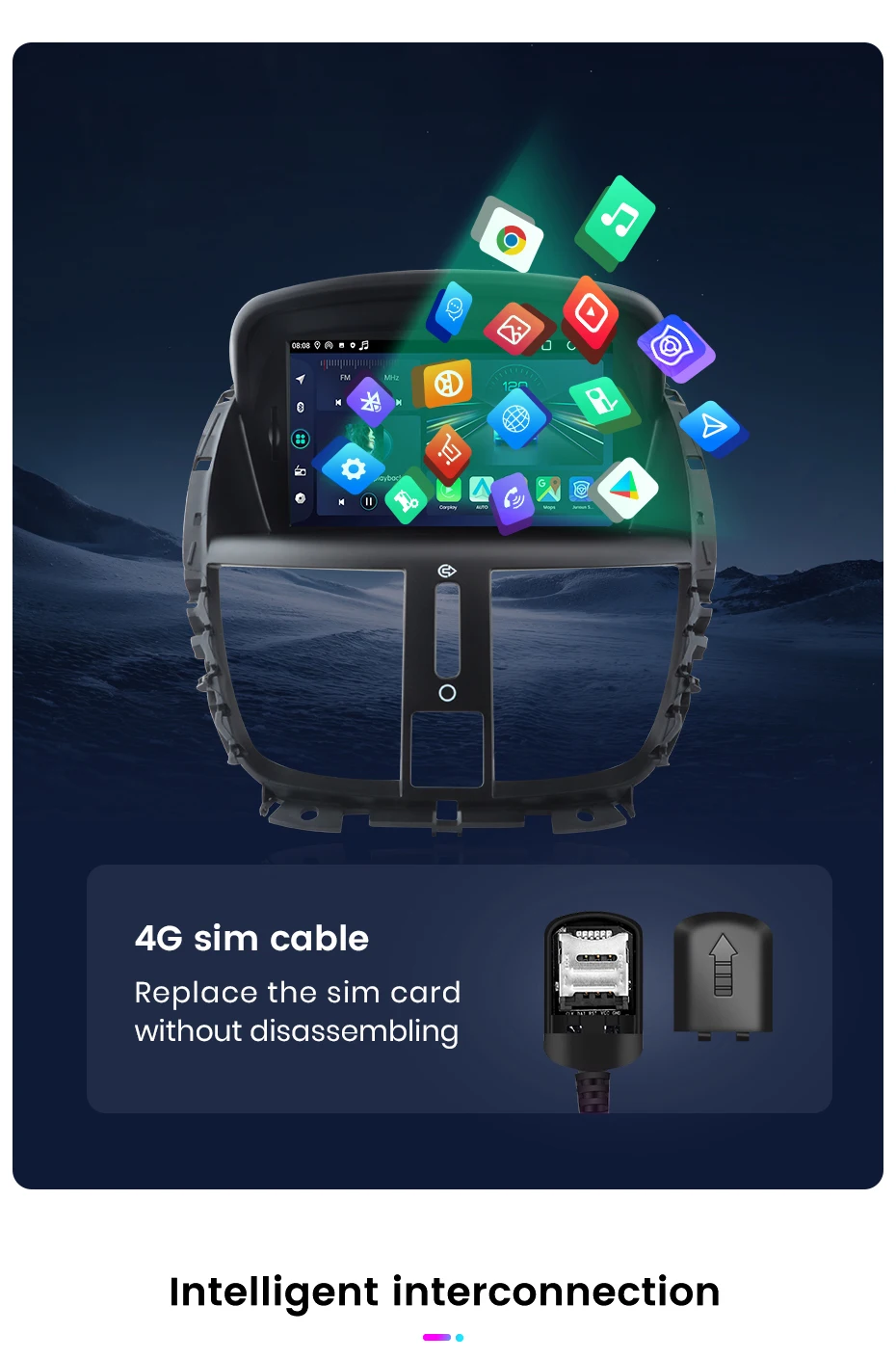 Junsun 7 "Wireless Carplay Android Auto Auto Radio für Peugeot 207 207CC 2006 2007-2015 Stereo GPS Multimedia Player 4G FM SWC – Detail 16