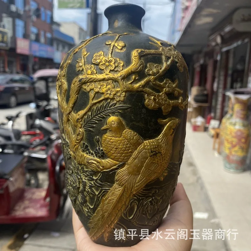 Gilt copper vase and jar ornaments for sample rooms and study decorations, live streaming supply