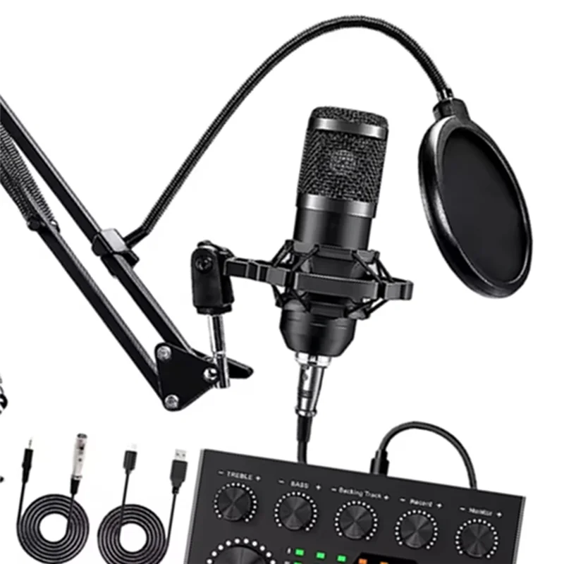 أداء مستقر-BM800 V8s معدات مكثف صوت احترافي مع بطاقة صوت مدمجة لتسجيل الكاريوكي والبودكاست