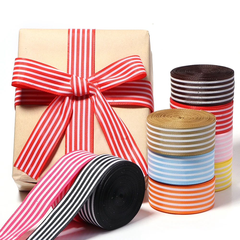 10 Yards/Lot 25mm Buntes Streifen-Grosgrain-Band, Dekoratives Band für DIY Geschenkverpackung, Haarschleifen und Bastelarbeiten