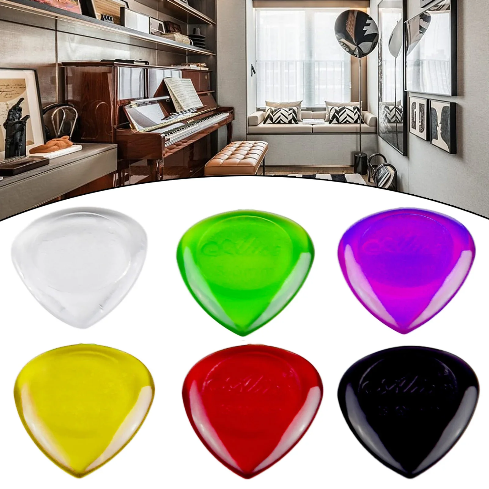 6Pcs Guitar Pick Plectrum 1/2/3mm For Stubby Guitar Pick 23*20mm Glossy Pick Strings Pick For Electric Guitar