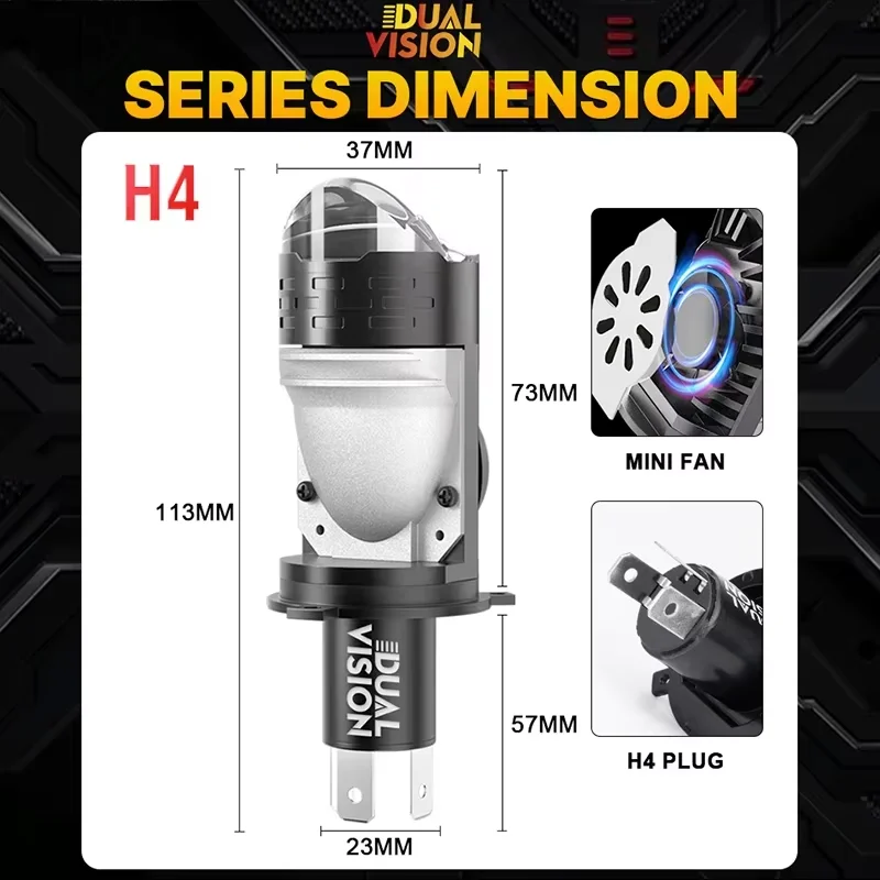 Dualvision العارض H4 عدسة LED سيارة المصابيح الأمامية 80000LM 800 واط CANBUS توربو السيارات لمبة H4 عالية منخفضة ضوء الضباب مصباح bulb12V 24 فولت