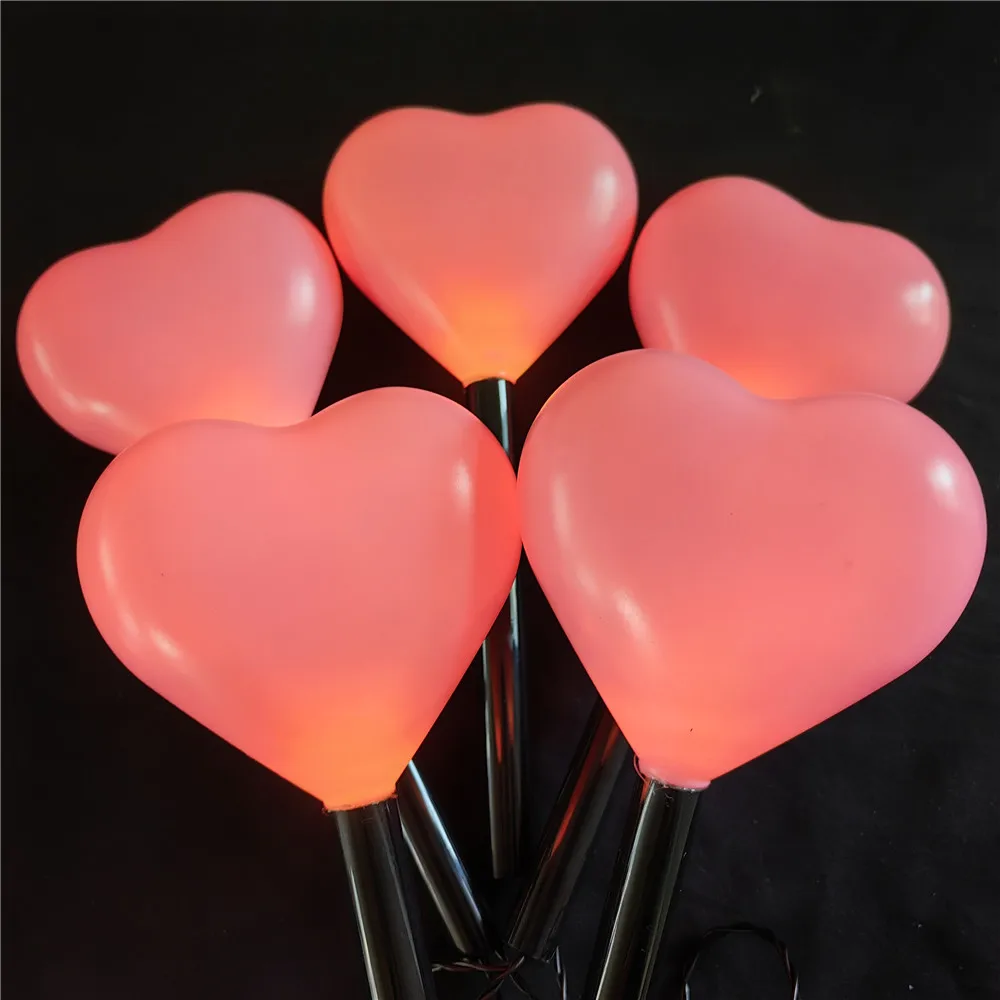 5pcs Love Solar Outdoor Lights Valentine's Day Decor LED Lights Garden Decorations Pathway Lights Ground Plug Light 910