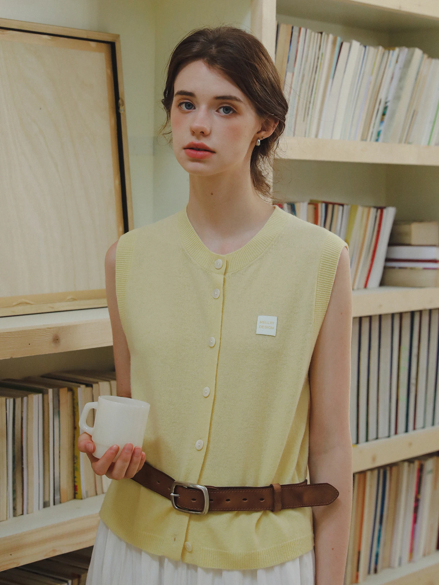 

MELLIIY 2025 Spring Autumn Women's Knitted Wool Vest Tee Colors round Ne Open Cardigan Versatile Casual Sle Retro Faion