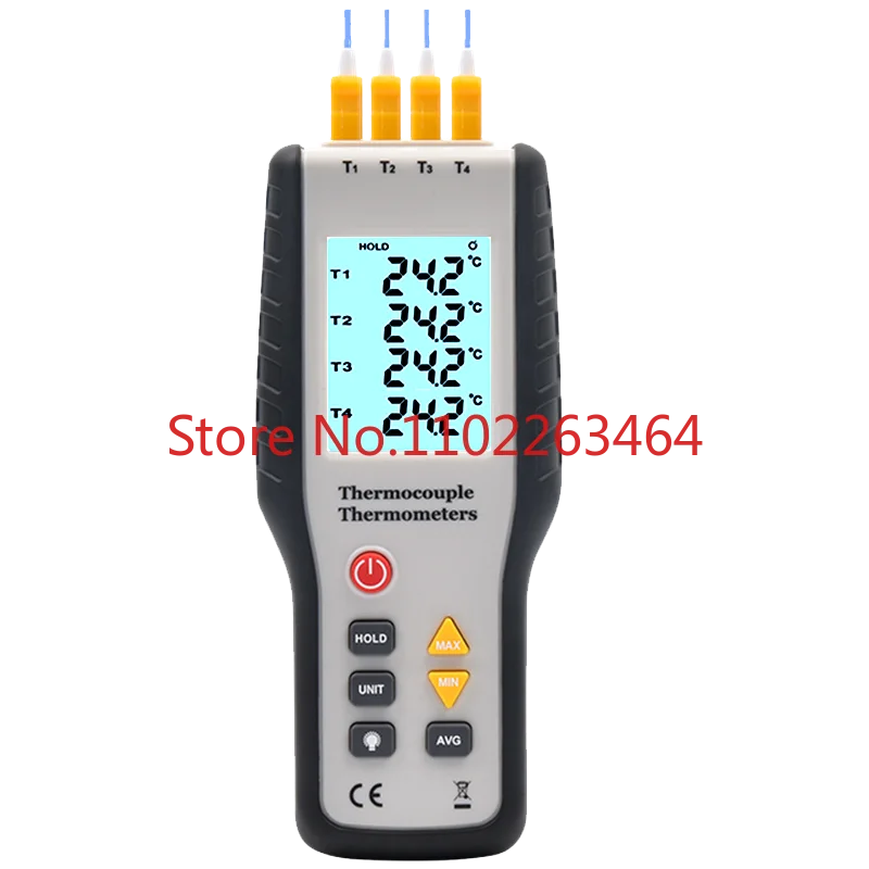 High-precision K-type four-channel thermometer four-channel large-screen backlit digital thermometer