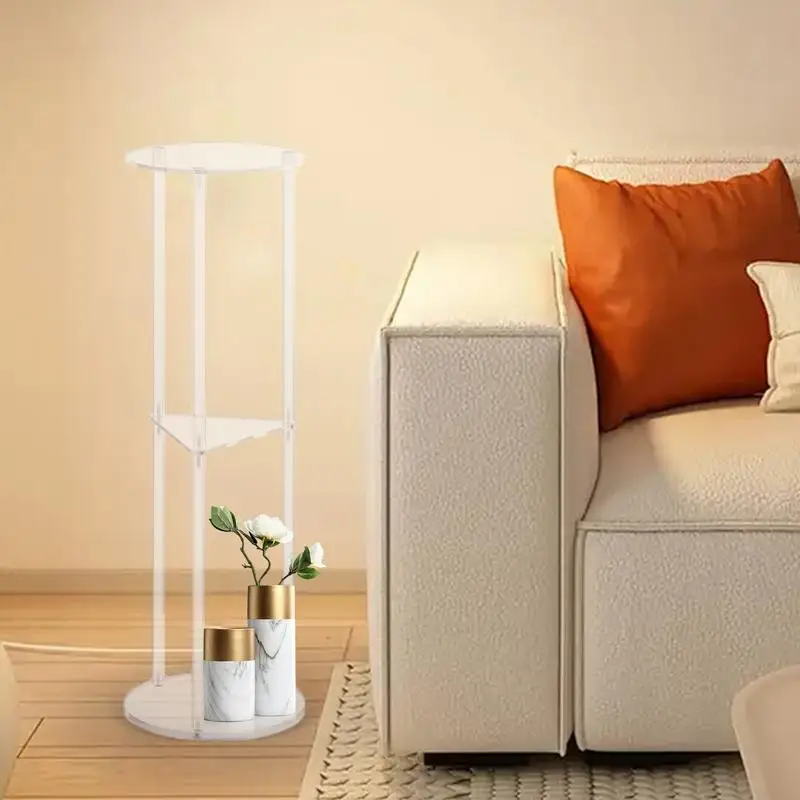 3 Tier Acrylic Side Table Acrylic Round Side Table For Small Spaces Acrylic Nightstand/Bedside Table For Bedroom Small End Table