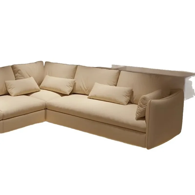 

Minimal suspended sofa, frosted cloth home light strip, living room furniture large flat sofa