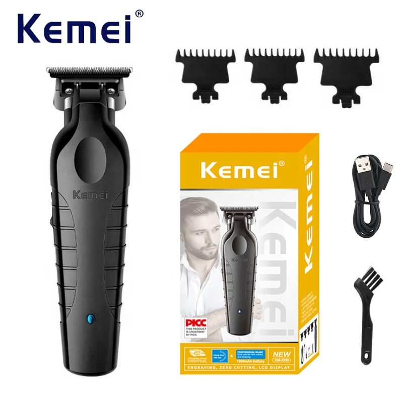 Kemei Hair Clipper Professional Hair Trimmer Electric Hair Cutting Machine Rechargeable 0mm Barber Clipper for Men KM-2299