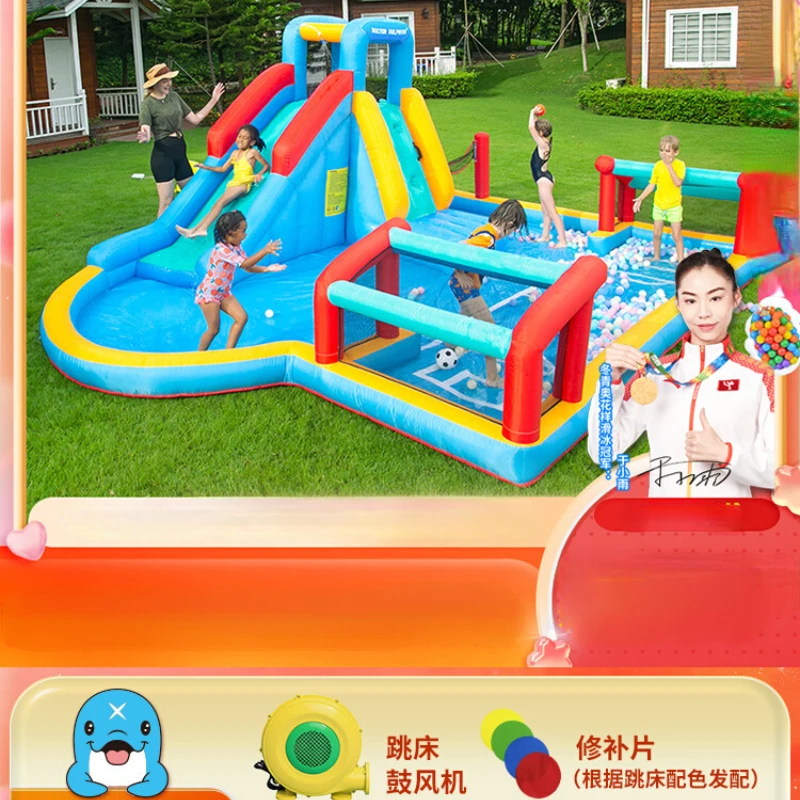 Water Spray Inflatable Castle Park Trampoline Outdoor Slide Football Door Volleyball Net Trampoline