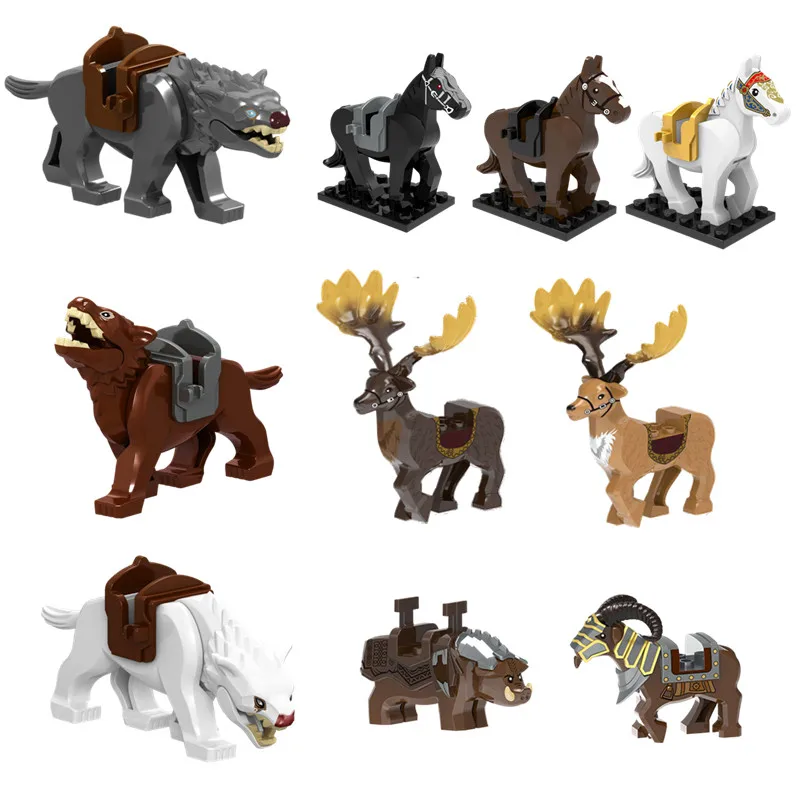 Magic Middle Series Classic Animals Building Blocks Creative War Mount Elk Boar Wolf DIY Bricks Toys For Children Christmas Gift