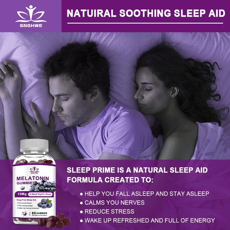 Sleep Melatonin Gummies 10mg Fall Asleep Faster,Sleep Longer,Blueberry flavor Sleep Dietary Supplement-Vegan,Non-GMO,Gluten-Free