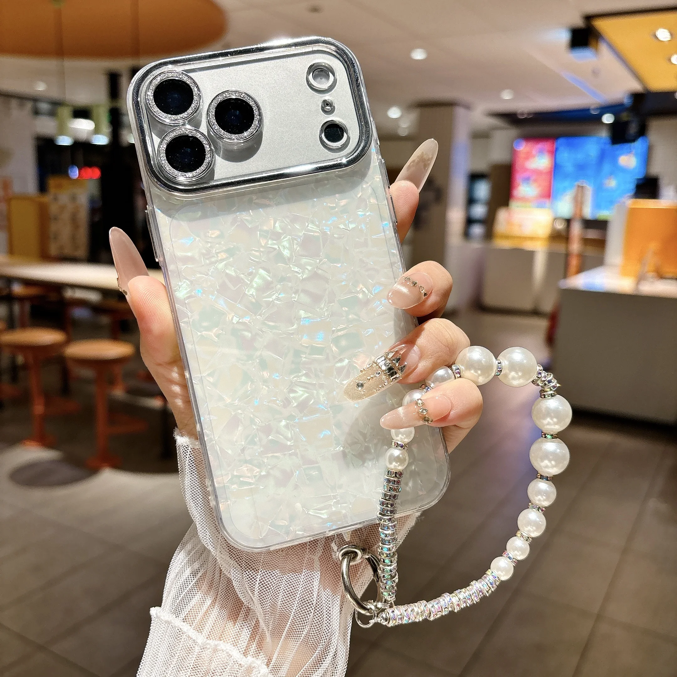 Luxury Bling Glitter Lanyard Phone Case For iPhone 17 16 15 14 13 12 11 Pro Max Cute Rhinestones Rope Shockproof Shell Cover