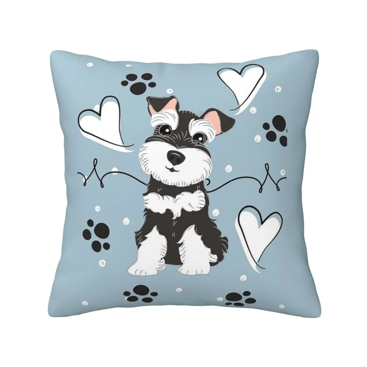 Love Black And White Miniature Schnauzer Square Pillowcase Pillow Cover Cushion Zip Decorative Throw Pillow for Home Bedroom