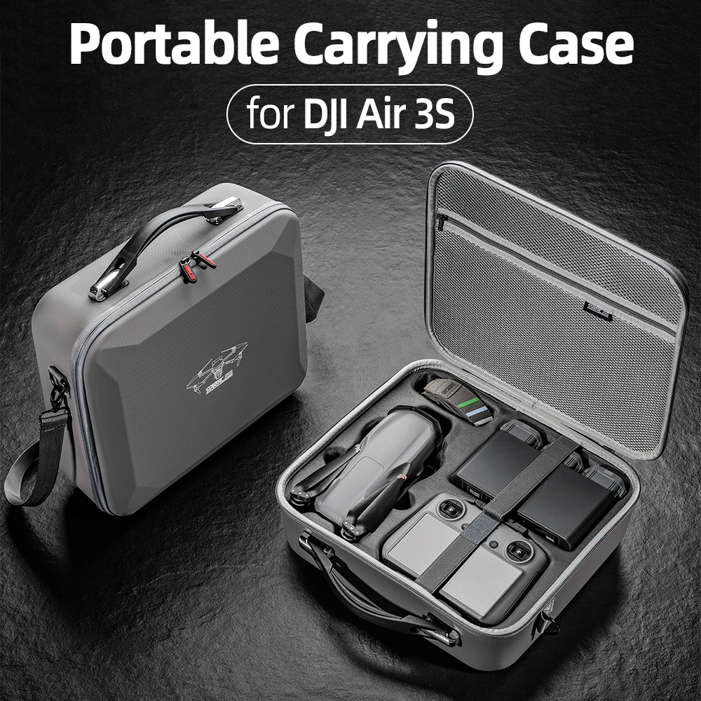 Portable Carrying Case for DJI Air 3S Drone Hard PU Outdoor Travel Storage Bag Shockproof Case Waterproof Protector Accessories