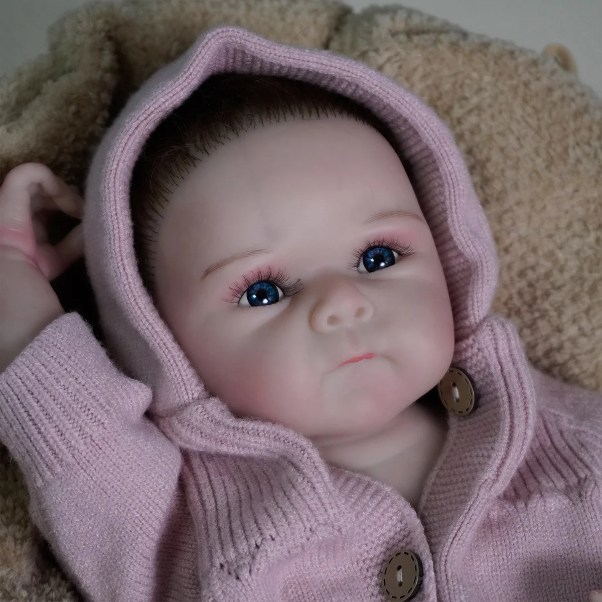 JOYORA Rambut rooting buatan tangan realistis anak-anak terlahir kembali silikon vinil lembut berkualitas tinggi buatan tangan dapat dikumpulkan sebagai boneka seni