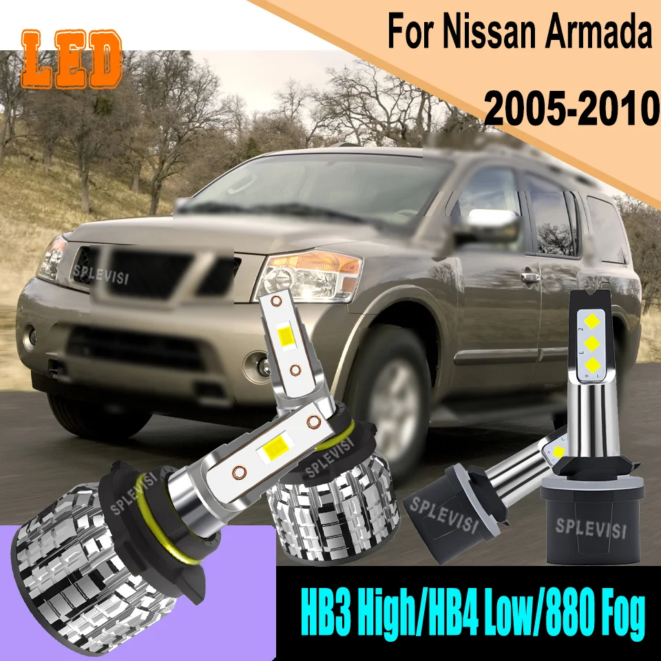 

Dustproof IP67 LED Headlight Hi Low Fog Light Bulb Kit - Extreme Weather Ready For Nissan Armada 2005 2006 2007 2008 2009 2010