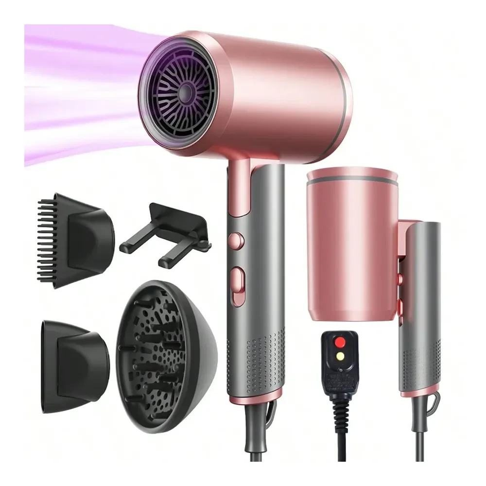 

Ionic Hair Dryer Blow Dryer With Diffuser And Concentrator And Hanging Rack For Curly Hair Negative Ions Dryer With Ceramic Tech