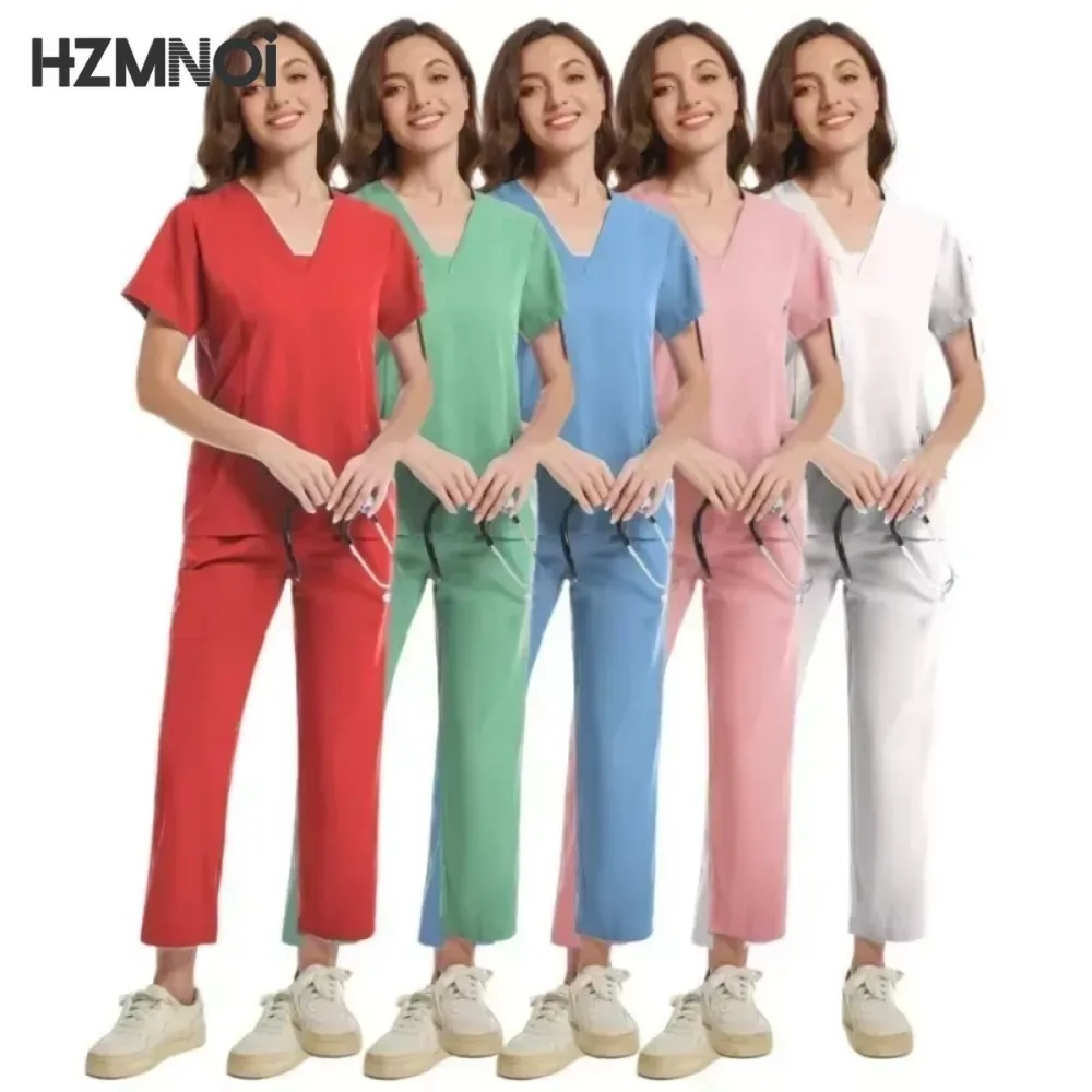 New Suits Scrubs Medical Uniforms Woman Multicolour Beauty Uniform Dentist Veterinary Work Clothes Pharmacy Clinic Scrub Set