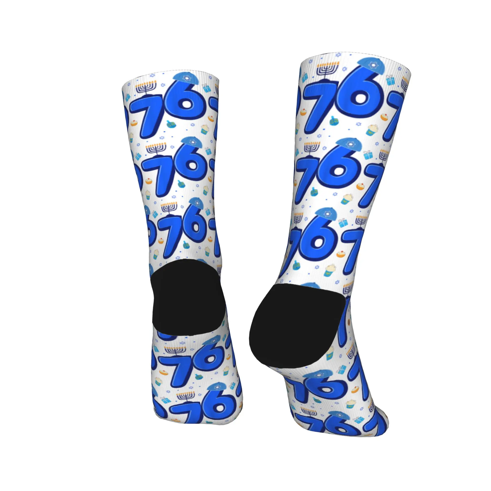 하누카 메노라 드레이델 67 식스 세븐 밈 축제용 하누카 양말 디자인 스타킹 미끄럼 방지 남성용 양말 따뜻하고 부드러운 겨울 양말