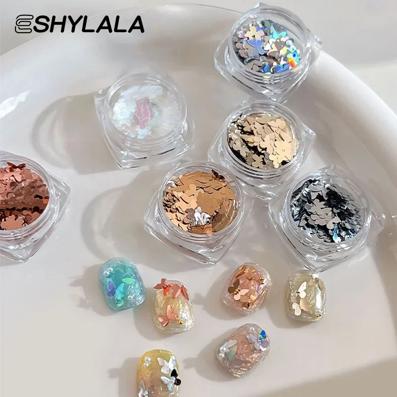 1Box Butterfly Nail Sequins Flash Nail Shining Mirror Flour Decoration Nail Art DIY Nail Art Enthusiasts