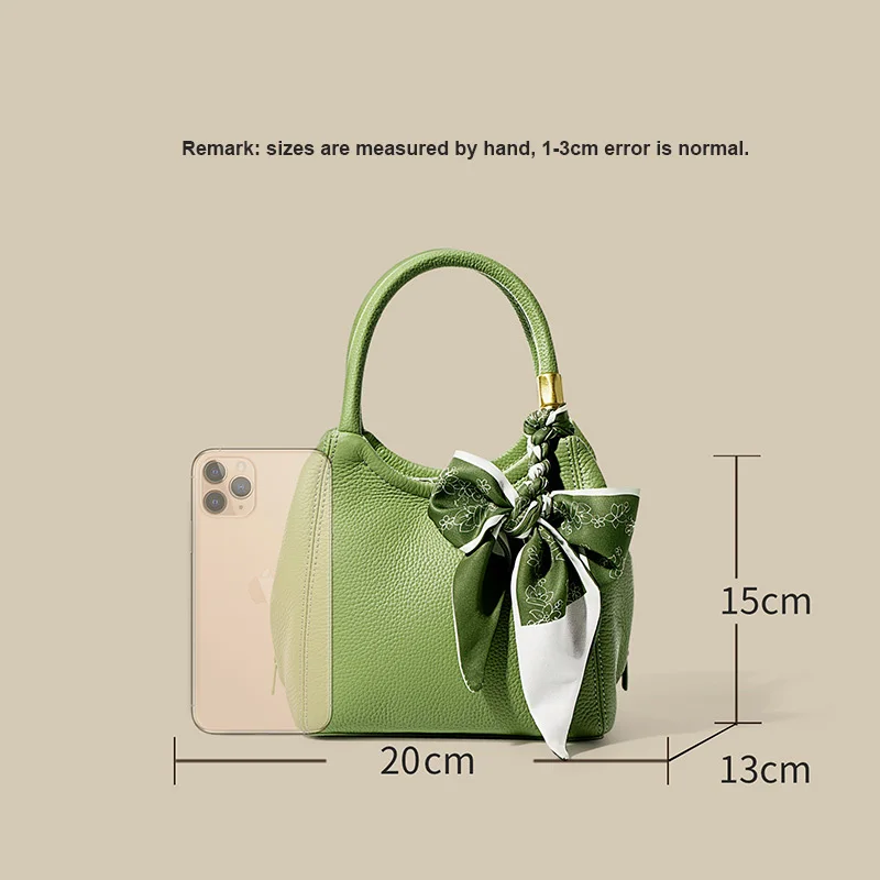 2023 Summer Women\'s Real Genuine Leather Bag Cowhide Handbag Bucket Tote For Lady Female High Quality Elegant Shoulder Messenger