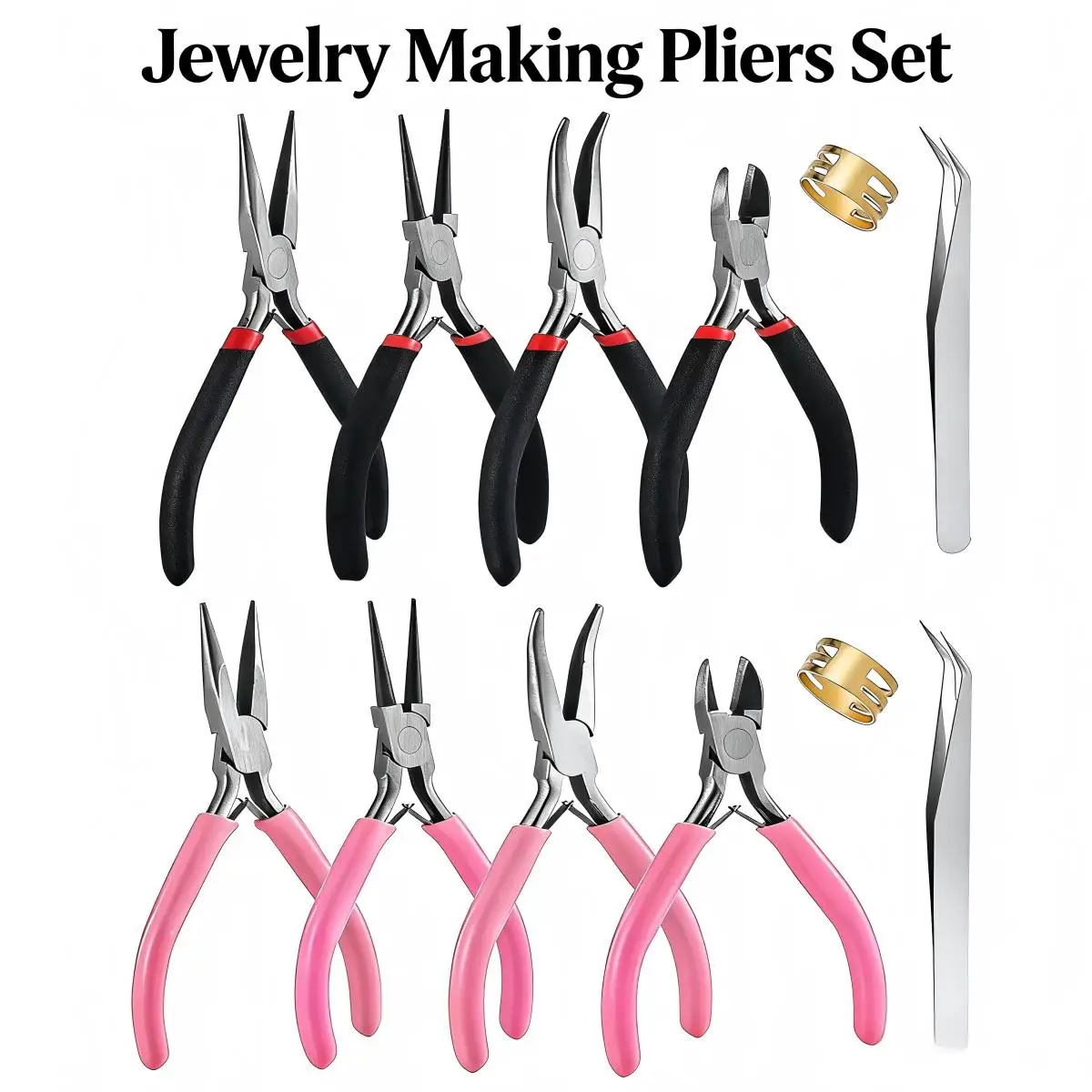 

Набор инструментов для изготовления украшений - плоскогубцы, пинцет и измеритель размера колец