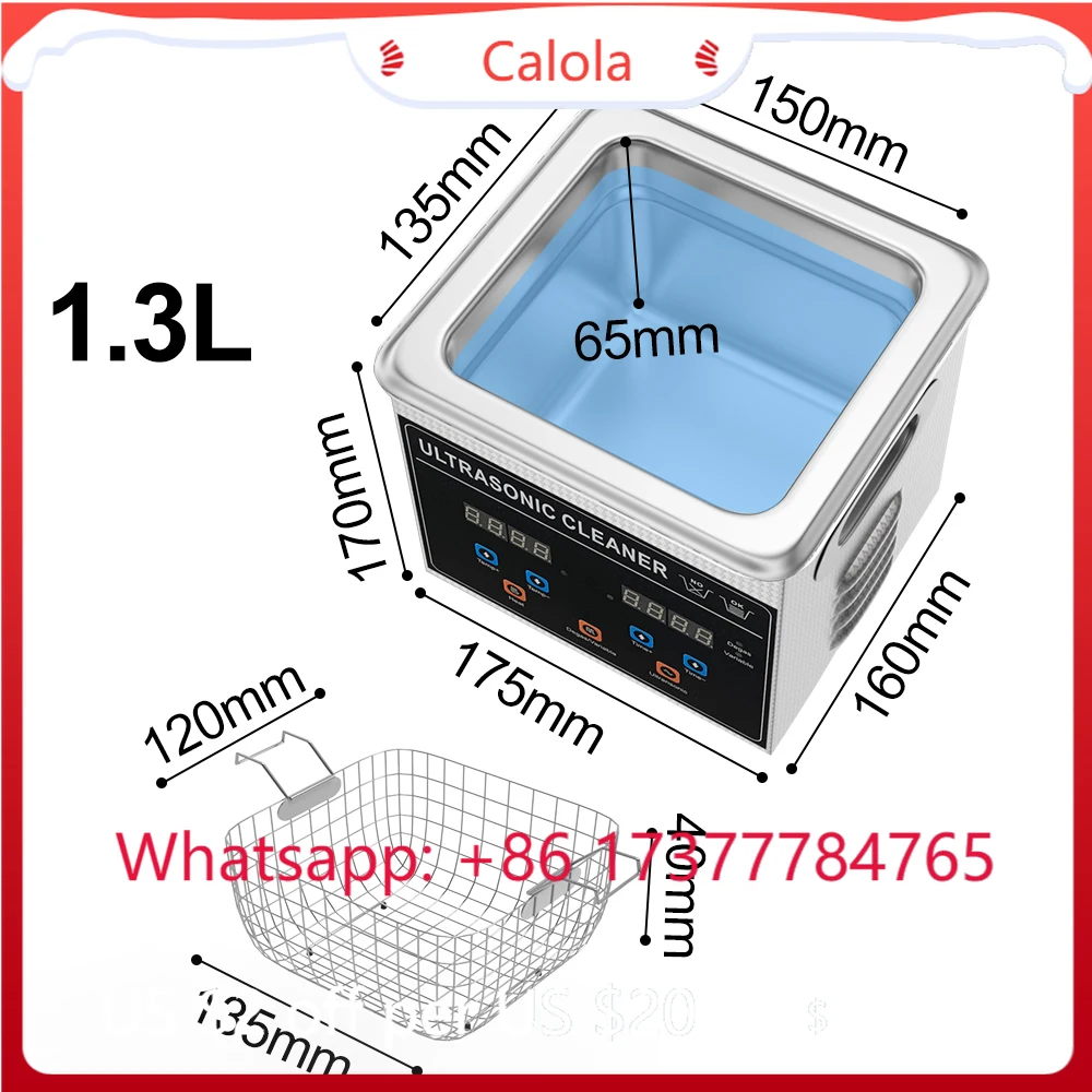 1L 60W 40KHZ Ultrasonic Cleaner Machine TFT Ultrasonic Bath for Basketball Glasses Jewelry Cleaning