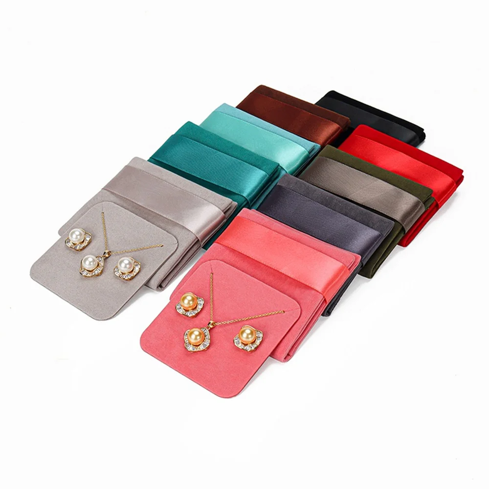 両面ベルベットジュエリーバッグフリップイヤリングネックレススクエア収納ソケットギフト包装袋ジュエリー包装ディスプレイポーチ