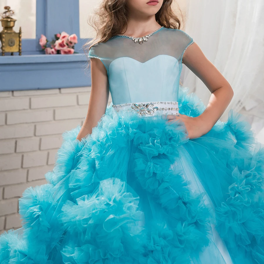 Vestido de noche de flores de princesa para niñas, falda larga de tutú, vestido de fiesta de cumpleaños para niños, vestido de graduación, rosa, azul, morado, blanco, verano