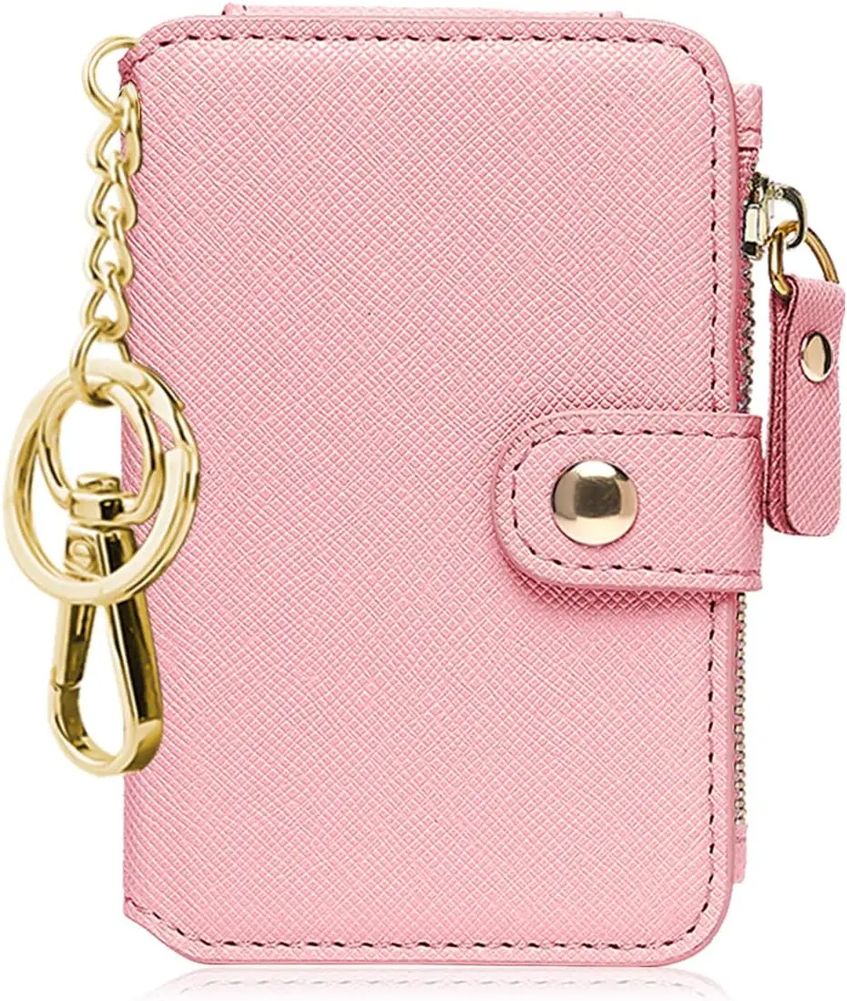 

Keychain wallet, Rfid Blocking Credit Card Holder Leather, Zipper Card Case for Women