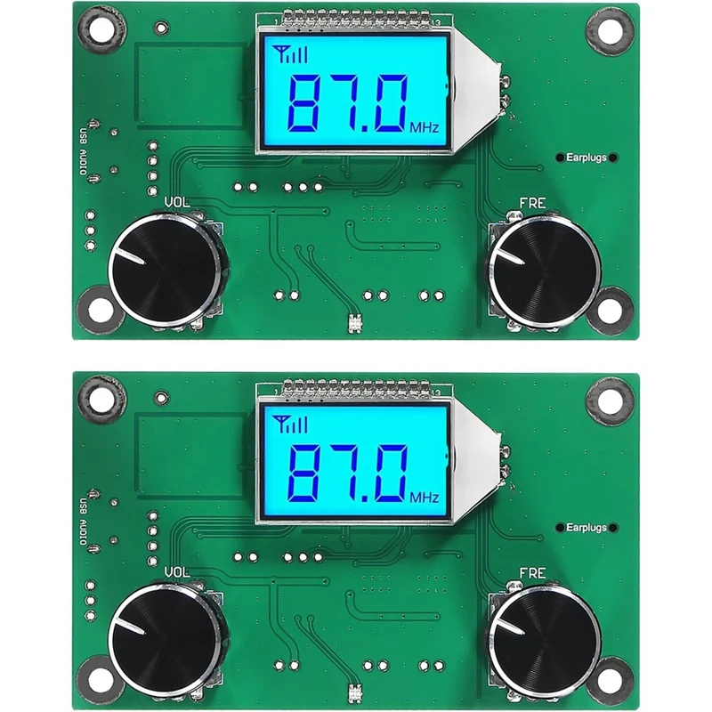 2 Pieces Digital FM Receiver Module, Radio Receiver Module Digital Stereo Board LCD Display DSP PLL 76.0Mhz-108.0Mhz Durable