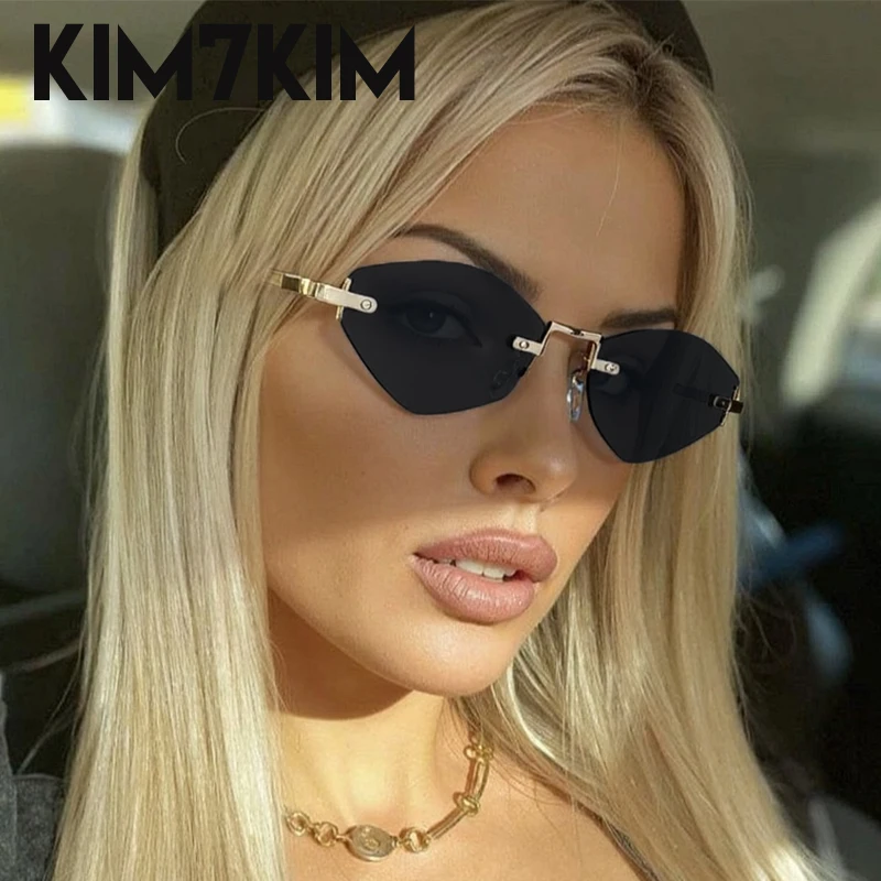 

Small Frame Rimless Polygon Sunglasses Women 2025 Luxury Brand Classic Punk Metal Sun Glasses For Ladies Vintage Outdoor Shades