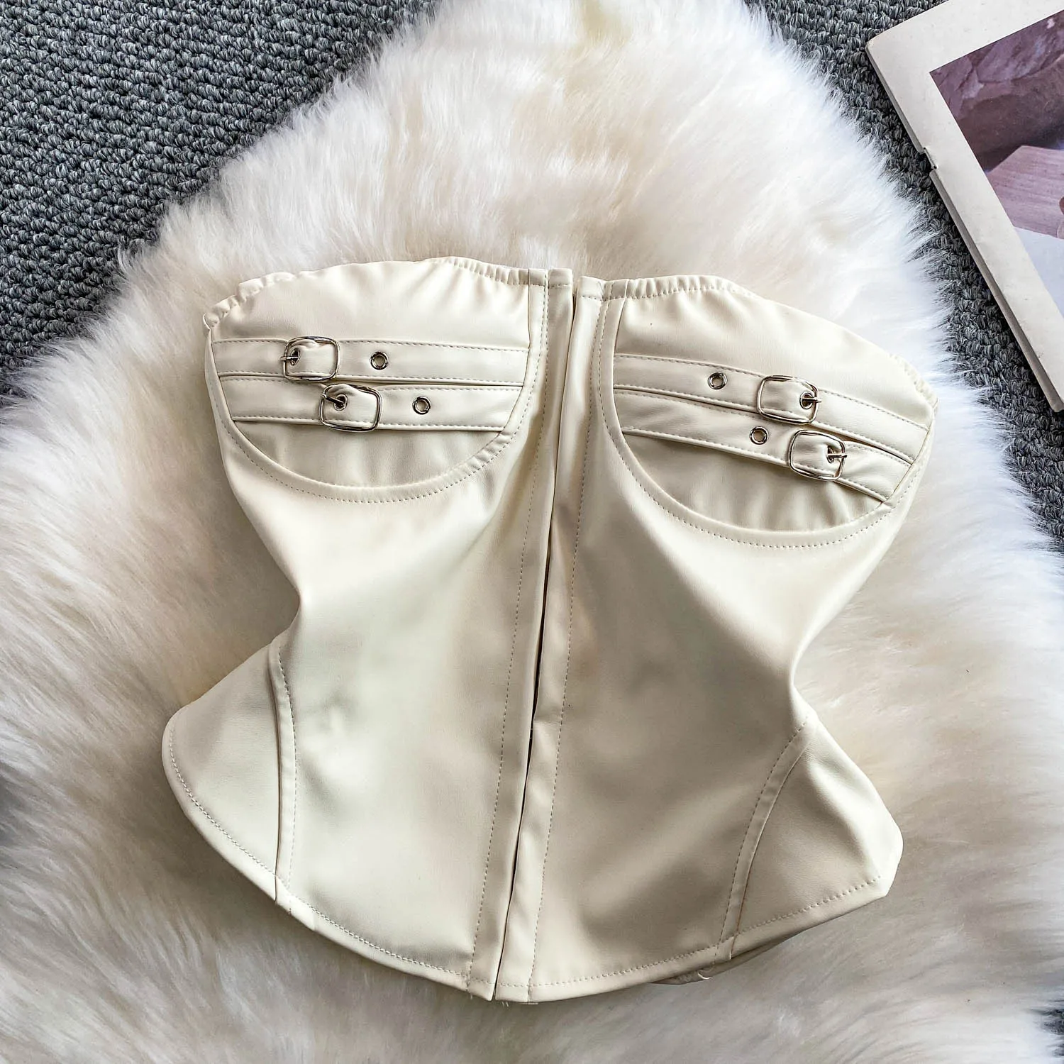 

Sexy Vintage lace-up PU Corset Bustier Korean Camis Chic Crop Top Summer Women Party Sling Top Y2k