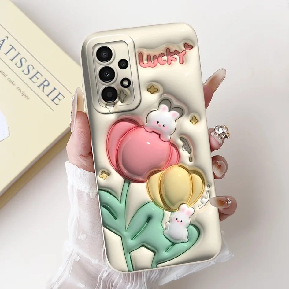 Case For Samsung Galaxy A13 4G Cover SM-A135F A 13 A 23 Funda Cute Cartoon Rabbit Panda Bumper For Samsung A23 5G SM-A236B Coque