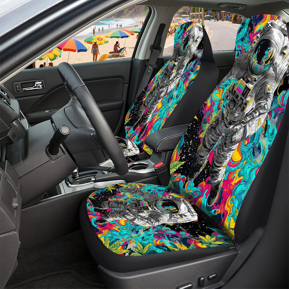2-5 Seat Set Car Seat Covers, Premium Quality Polyester Universal Fit For Truck SUV Off-Road Car Featuring Cool Astronaut Abstra