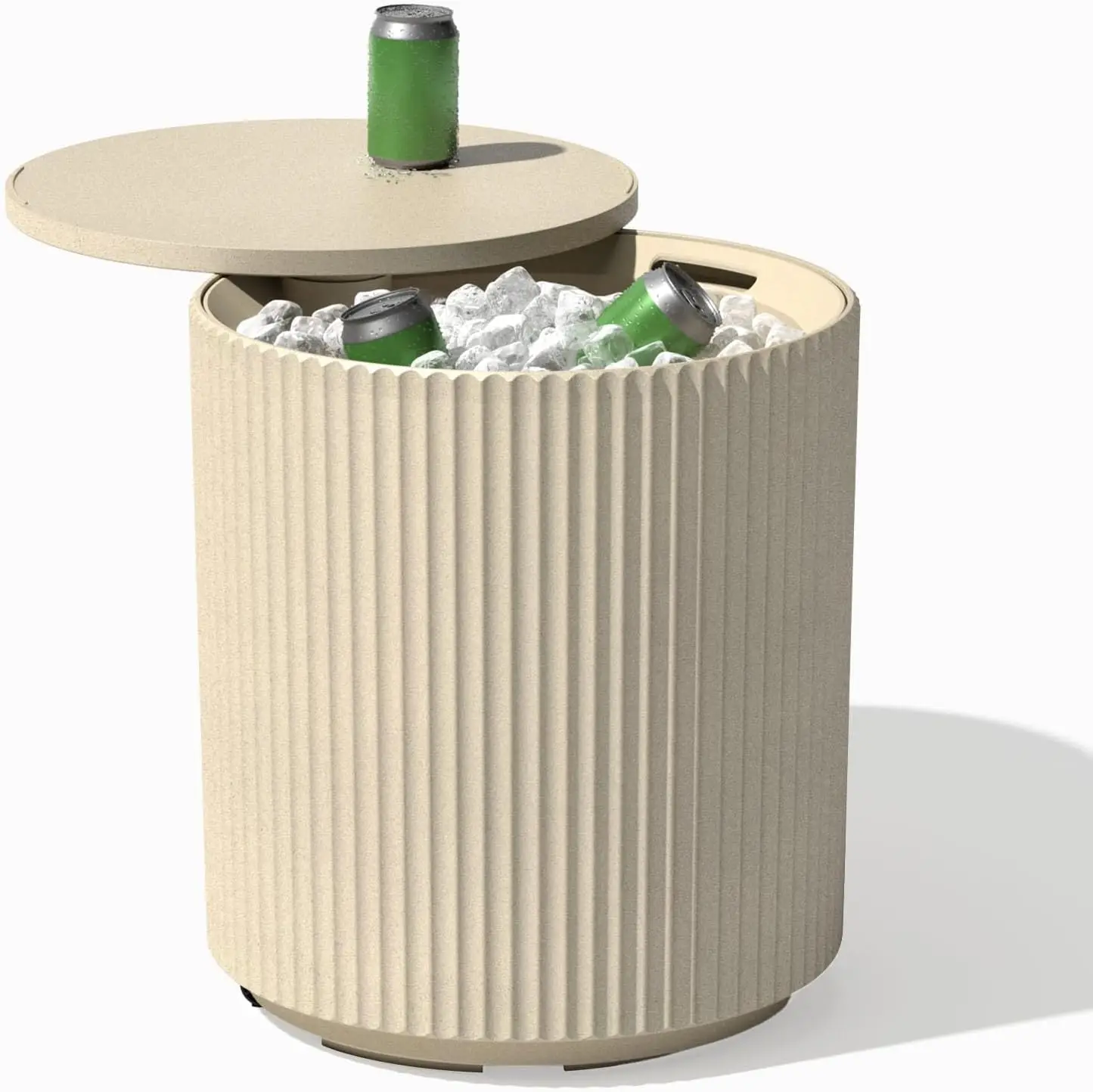 Outdoor Cooler Side Table and Ice Chest Patio Drink Cooler Ice Bucket Table with Lid End Table Beverage Chiller for Backyard Deck Poolside Balcony