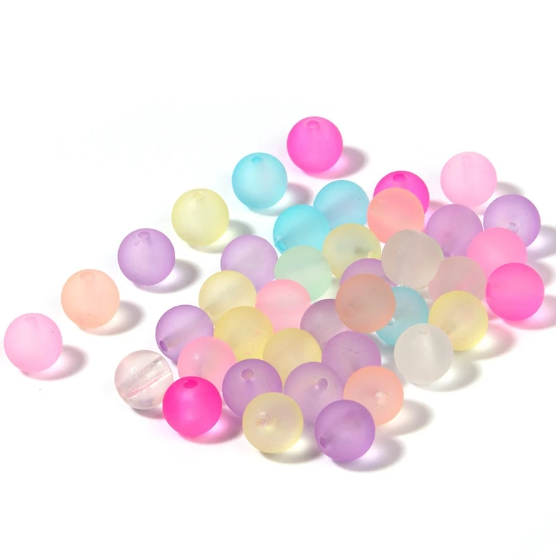 

8-16mm Colorful Frosted Acrylic Beads Loose Spacer Beads With Hole For DIY Crafts Jewelry Making Bracelet Necklet Accessories