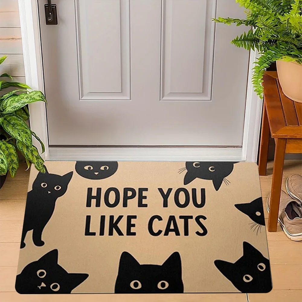Cute Cat Welcome Rug Doormat Living Room Bedroom Entrance Door Floor Mat Hallway Backyard Foot Mat Home Decor
