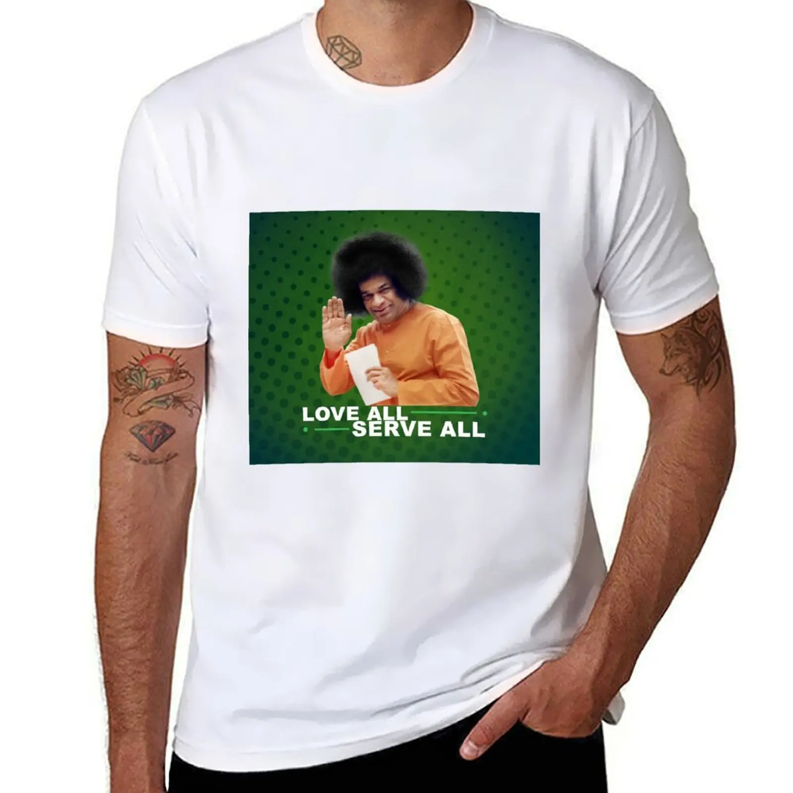 Sathya Sai baba Bendición |   Camiseta Sai baba Putaparthi, camisetas de anime para hombre, camisetas para hombre, paquete de camiseta blanca