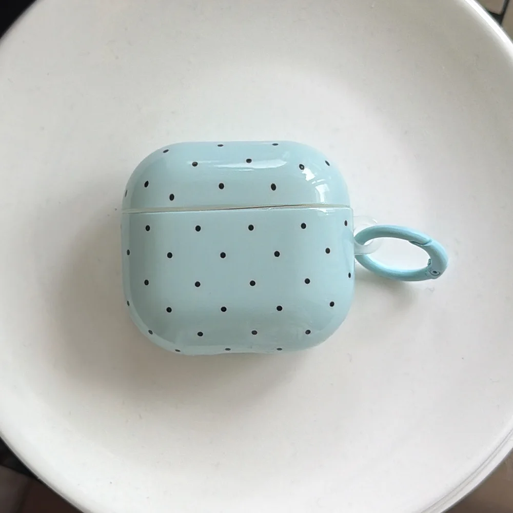 Cute Candy Macaron Color Black Polka Dots Glossy Silicone Earphone Case for AirPods 4 With Keychain for AirPods 1 2 3 Pro 3 2 view 6