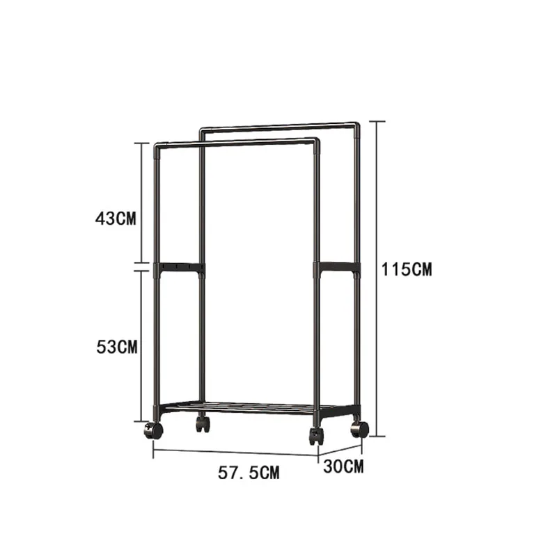 Podwójny drążek Wieszak na ubrania Ruchomy wieszak na kurtki Sypialnia Teleskopowe wieszaki podłogowe Wieszak na kółkach Wielofunkcyjne stojaki do
